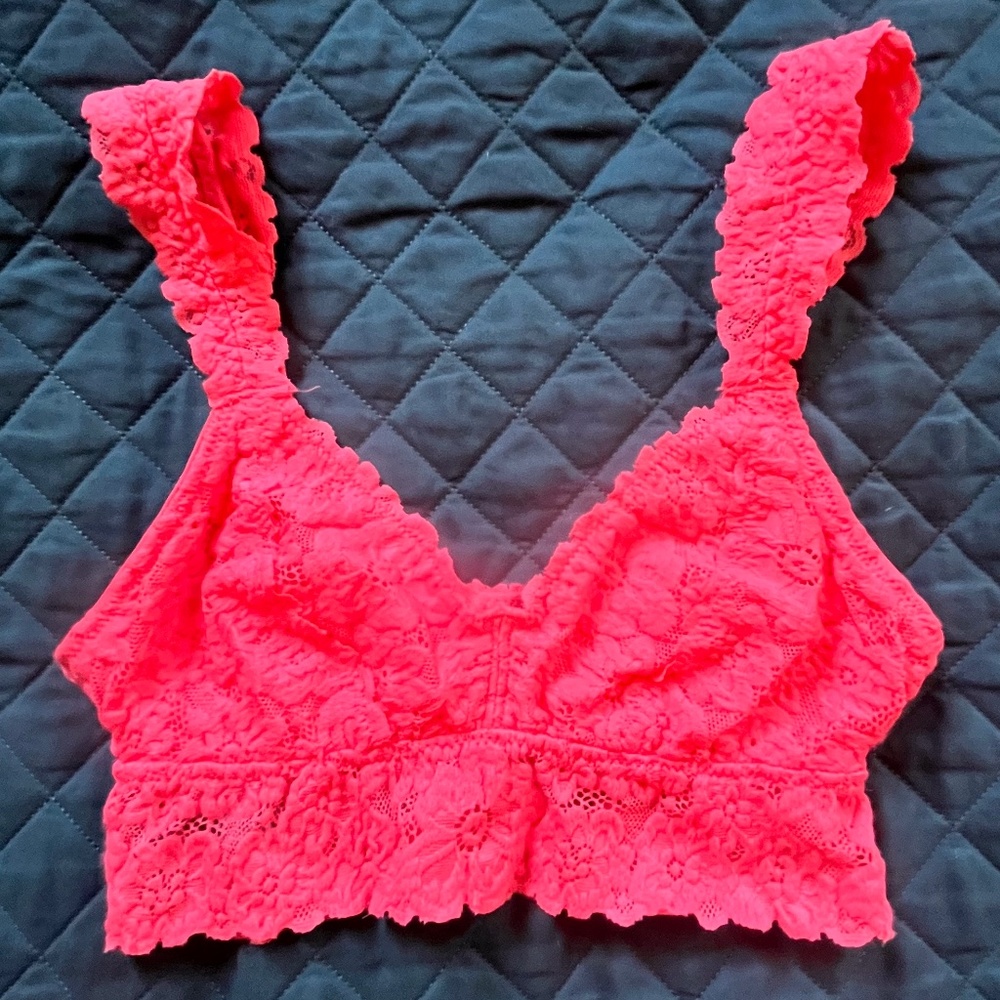 aerie Coral Lace Bralette Size XS